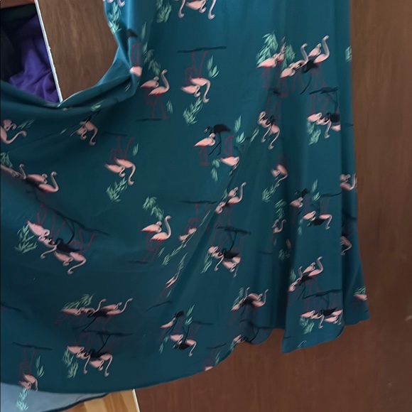 Collectif Teal Flamingo Swing Dress - Picture 2 of 5